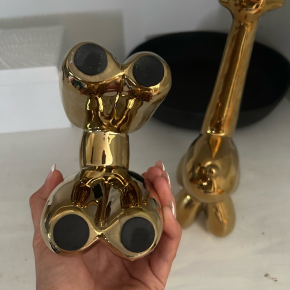 2 Brass Yellow Gold Tone Balloon Animal Ceramic Modern Home Decor Eclectic Fun - Picture 2 of 5